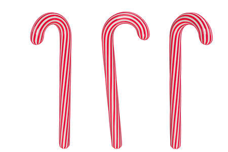 The Christmas candy cane 3d rendering isolated on  white background.の写真素材