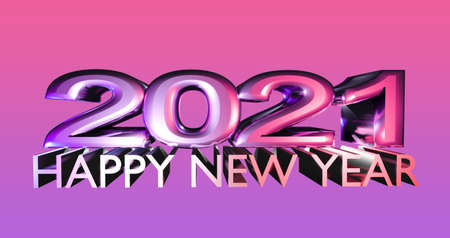2021 new year concept. 2021 new year text pastel colorful isolated on PINK background. 3d rendering.