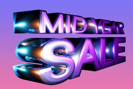 3D Colorful text mid year sale on colorful background .3D  illustration.の写真素材
