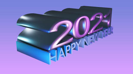2021 new year concept. 2021 new year text pastel colorful isolated on PINK background. 3d rendering.の写真素材