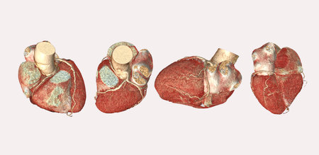Collection of CTA Coronary artery  3D rendering image isolated o white backgroud for finding coronary artery disease.Clippig path.の写真素材