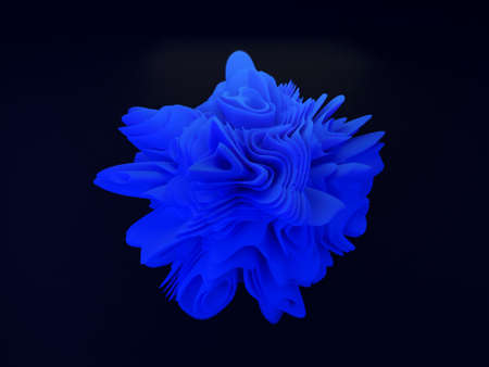 3D Rendering of abstract swirl wavy blue shape object for background or wallpaper on black...