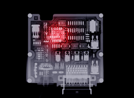 X-ray image of  engine control unit or ECU in Motorcycle is a type of electronic control