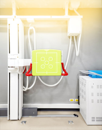 The  Bucky Stand of  X-ray general device in radiology .modern medical equipment in the hospital.の写真素材