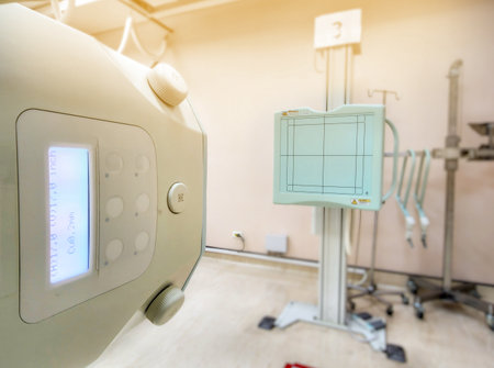 X-ray general device in radiology room .modern medical equipment in the hospital.の写真素材