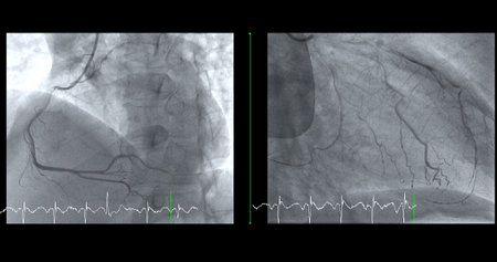 Cardiac catheterization on RCA and LAD can help doctor diagnose and treat problems in your heart and blood vessels  such as a heart attack or stroke.の写真素材
