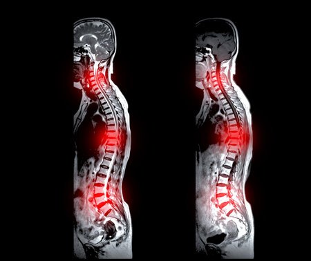 MRI whole spine screening for diagnosis spinal cord compression.の写真素材