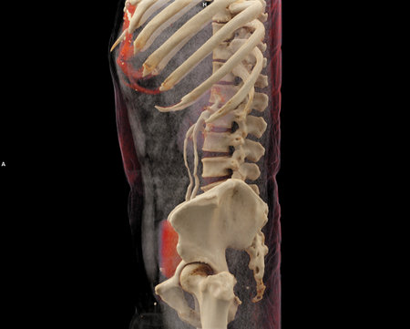 CT scan of Kidney and Urinary bladder system: KUB 3D rendering image  showing both kidney Urinary and  bladder after injection contrast media agent.の写真素材
