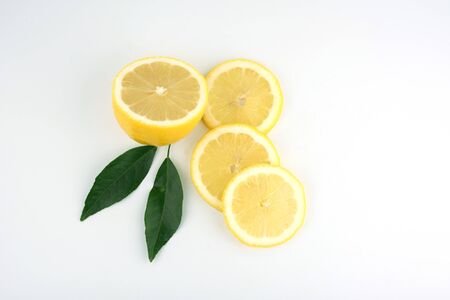 fresh lemon isolated on white backgroundの写真素材