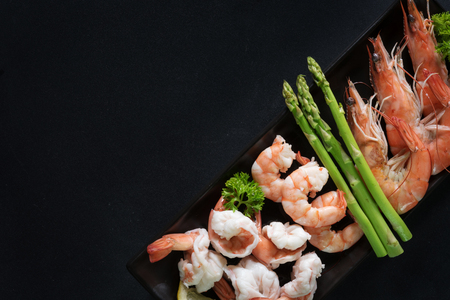 Shrimps. Prawns isolated on a White Background. Seafoodの写真素材