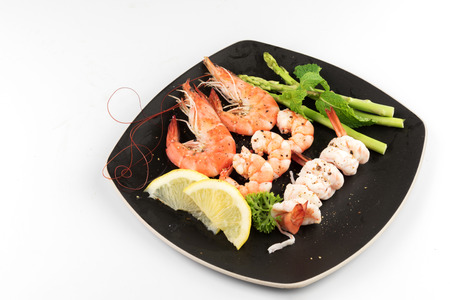 Shrimps. Prawns isolated on a White Background. Seafoodの写真素材