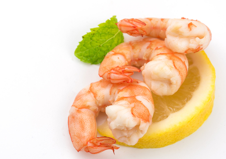 FoodShrimps. Prawns isolated on a White Background. Seafoodの写真素材