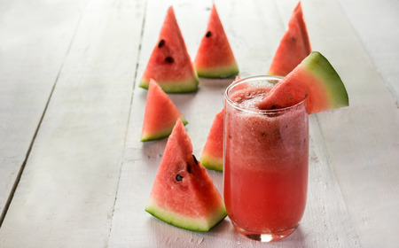 watermelon juice on wood white background fresh foodの写真素材