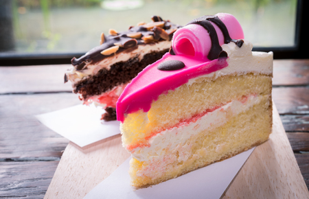 chocolate cake cream slice sweet bakery foodの写真素材