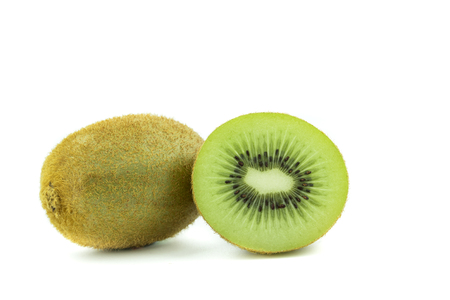 sliced Kiwi fruit isolated on white background cutout juiceの写真素材