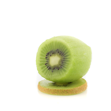 sliced Kiwi fruit isolated on white background cutout juiceの写真素材