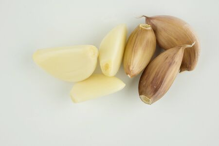 Garlic isolated on white background healthy closeupの写真素材