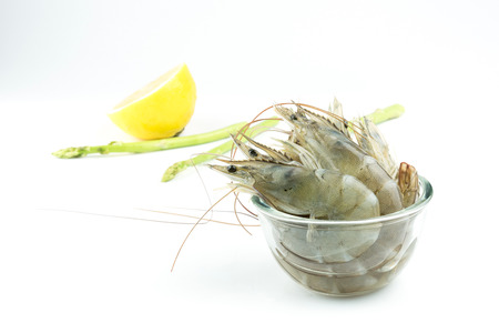 fresh Raw shrimp closeup food seafood isolatedの写真素材