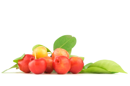 thai Acerola cherry isolated on white backgroundの写真素材