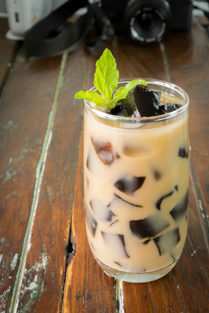 Grass Jelly with film camerasの写真素材