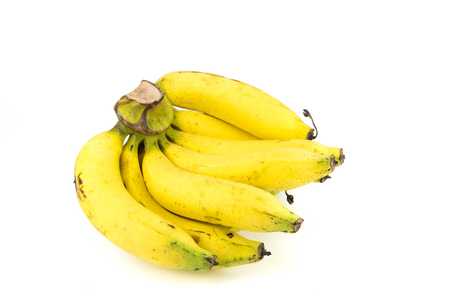 Cavendish bananas isolated on white backgroundの写真素材