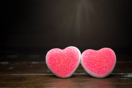 Heart candies coated with sugar, heart colorful sweet candies, sugar heart shaped candy 14 februaryの写真素材