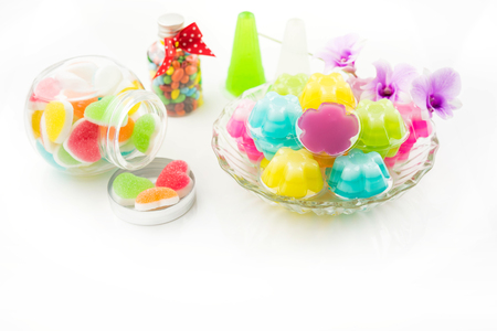Dessert coconut jelly colorful, Thai dessert colorfulの写真素材