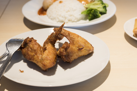 chicken wings on tableの写真素材
