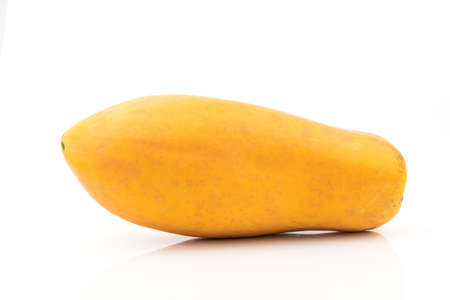 Ripe papaya on white backgroundの写真素材