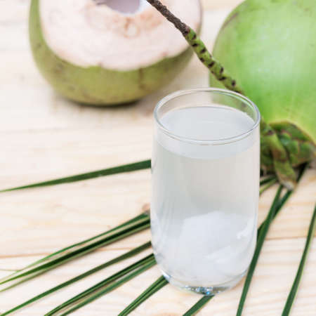 Fresh coconut drink with young coconutの写真素材