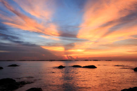 Most beautiful sunset on the seaの写真素材