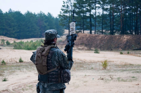 soldier at forestの写真素材