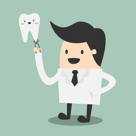 happy male dentist wearing lab coatのイラスト素材