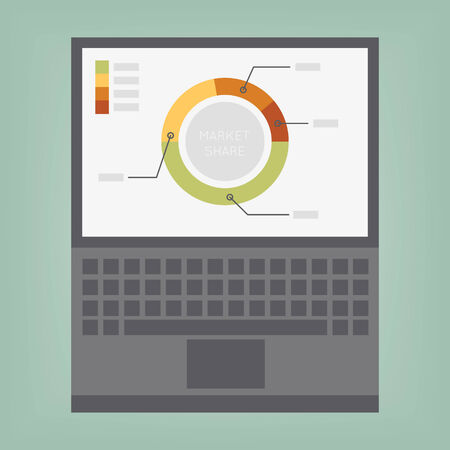 graphs and charts being demonstrated on the screen of a laptopのイラスト素材