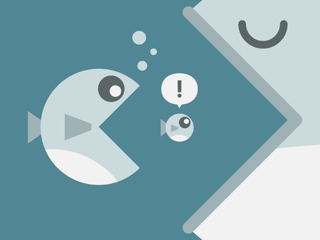 big fish devouring a small fish  Predator eats predator のイラスト素材