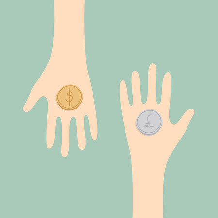 money exchange between two people  money in the handのイラスト素材