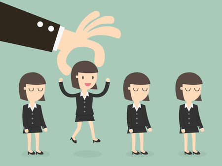 businessman choosing worker from group of businesspeopleのイラスト素材