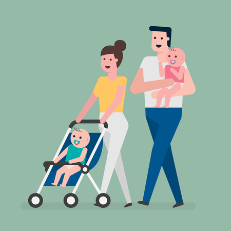 Family Walking.のイラスト素材