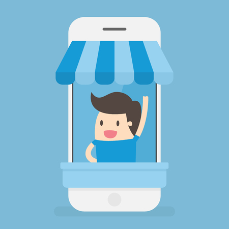 Man in a retailer display cartのイラスト素材