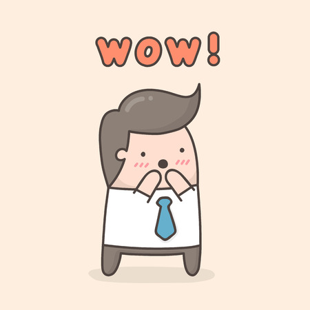 Excited man. Cute cartoon doodle illustration.のイラスト素材