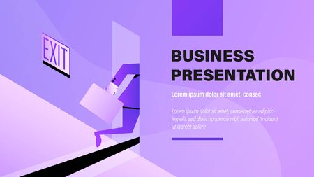 Quitting a Job. Business Presentation Background with Illustration.のイラスト素材