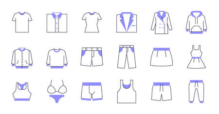 Simple icon set contains such Icons as bathrobe, pajamas, socks, shoes, and moreのイラスト素材