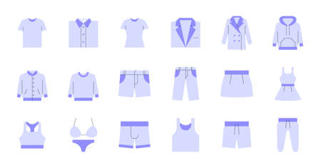 Simple icon set contains such Icons as bathrobe, pajamas, socks, shoes, and moreのイラスト素材