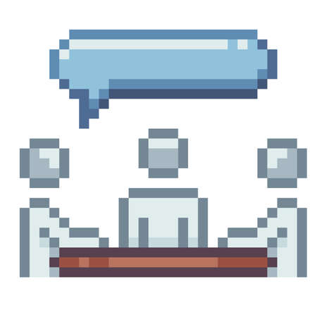 Meeting. Pixel Art Business Icon