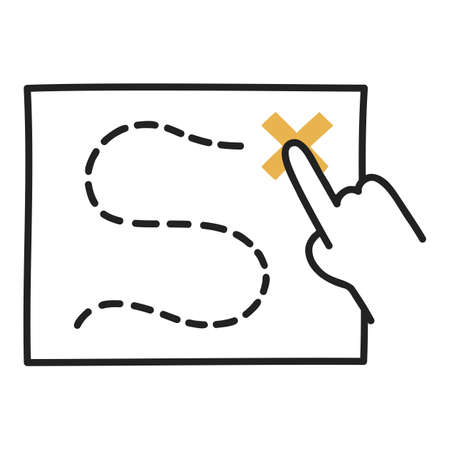 Treasure Map. Hand Drawn Doodle Icon.のイラスト素材
