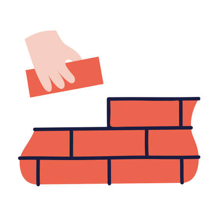 Brick wall. Hand Drawn Doodle Icon.のイラスト素材