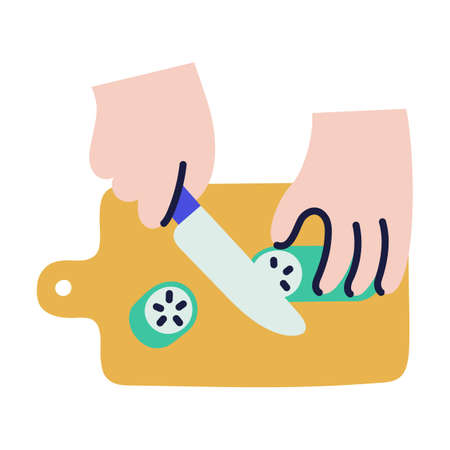 Cucumber. Hand Drawn Doodle Cooking Icon.のイラスト素材