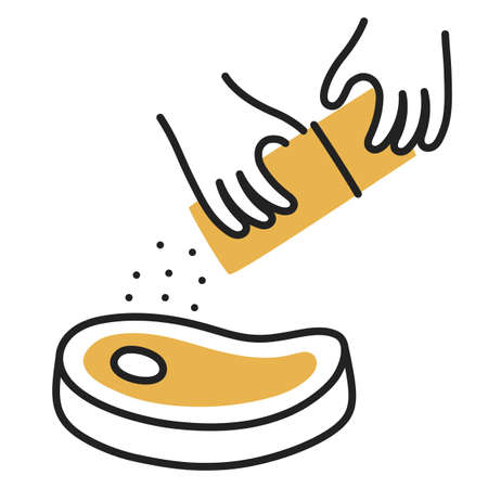 Steak. Hand Drawn Doodle Cooking Icon.のイラスト素材