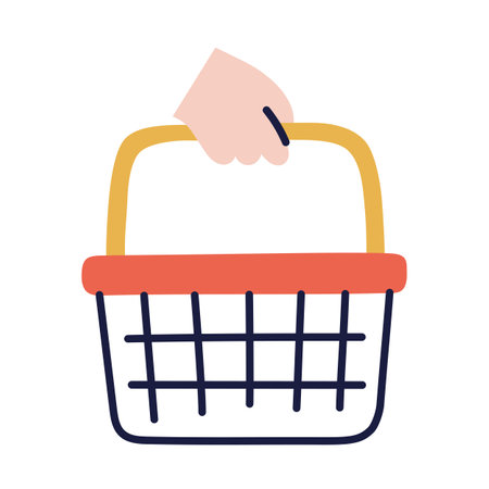Shopping basket. Hand Drawn Doodle Shopping Icon.のイラスト素材