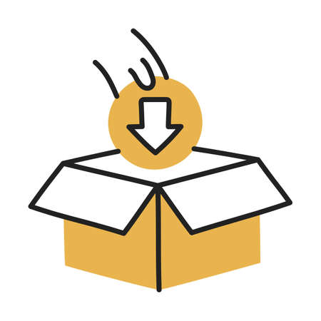 Packing. Hand Drawn Doodle Shopping Icon.のイラスト素材